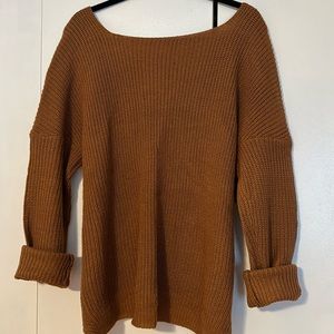 MENDOCINO Burnt orange/ copper lightweight crossover detail sweater